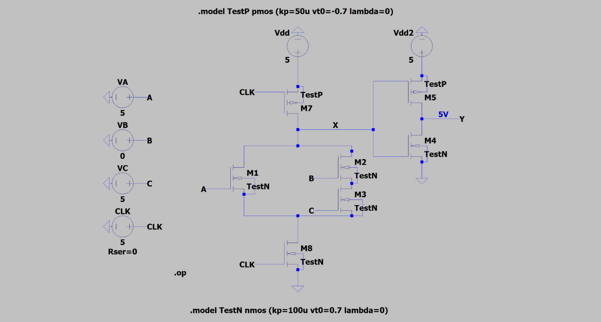 Clocked CMOS logic gate schematic