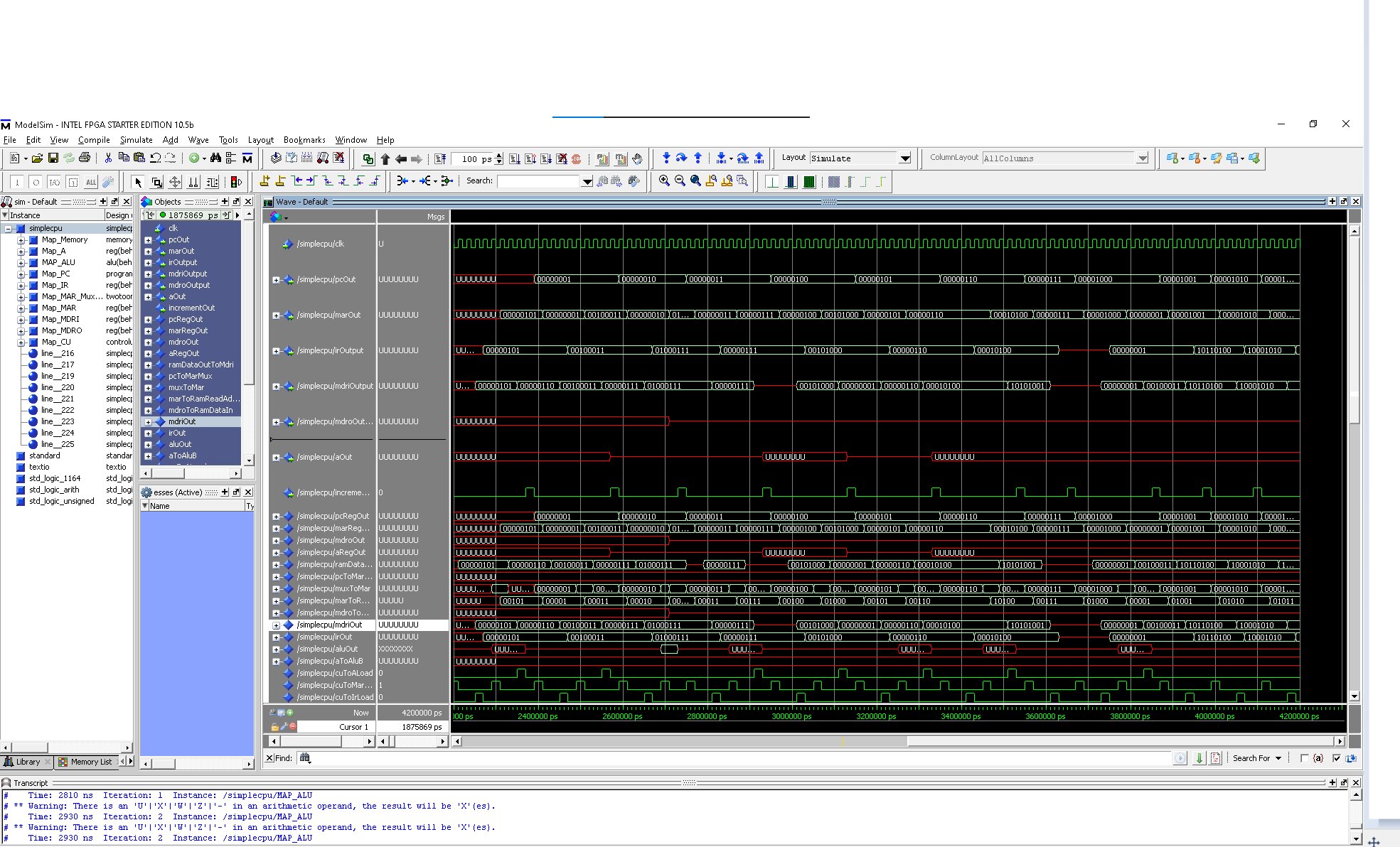 VHDL CPU on FPGA